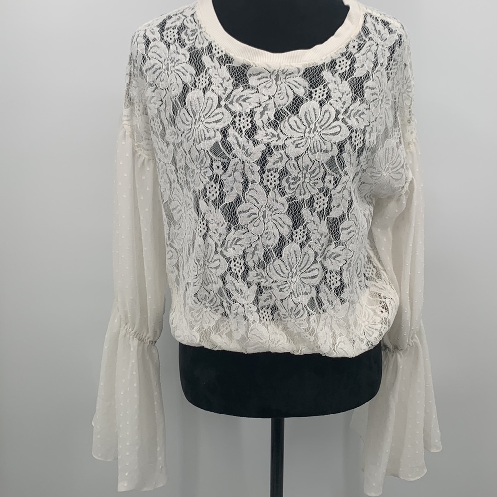 Free People Top White Lace size Small - Picture 2 of 9